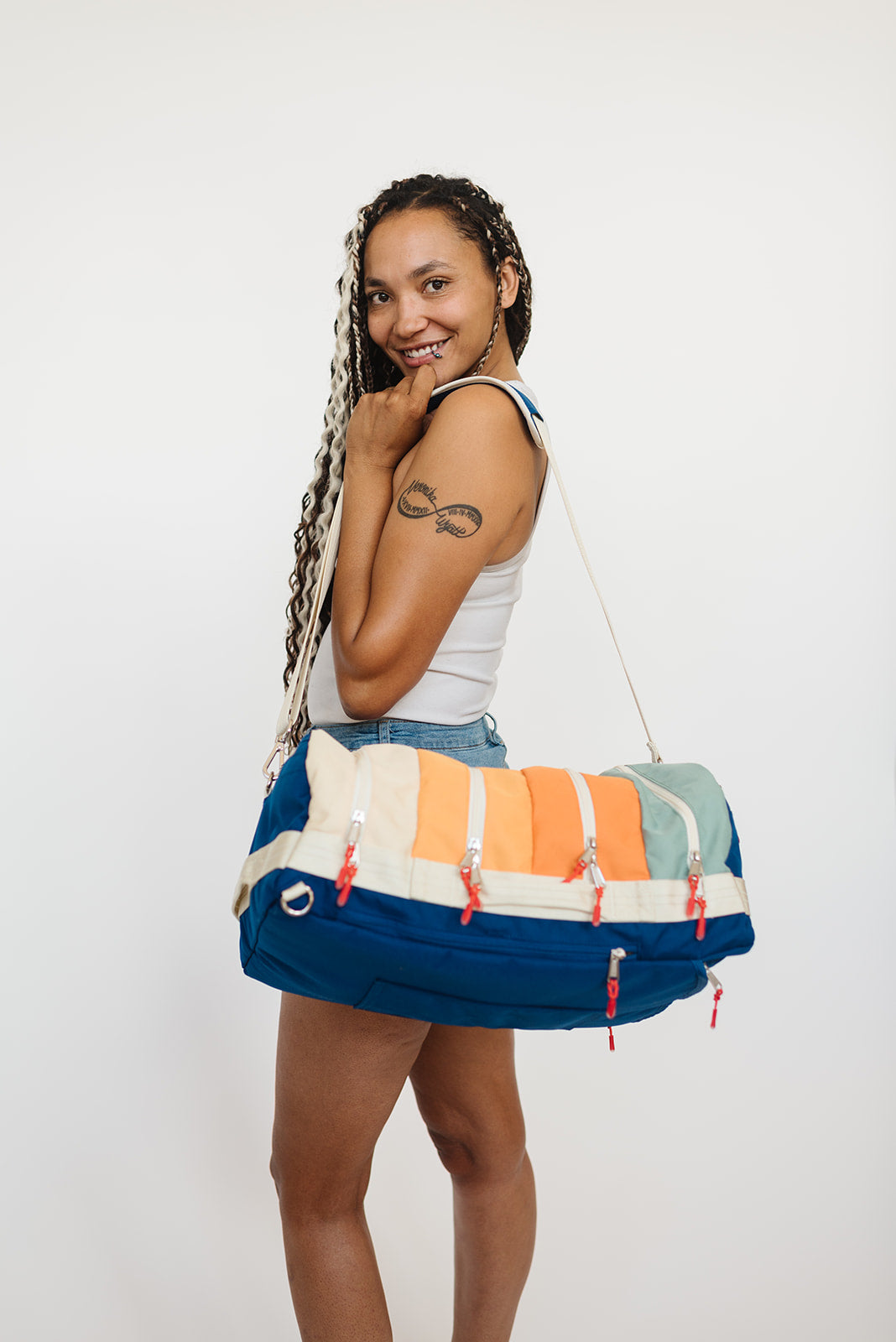 30 liter travel bag duffel rectangular narrow Sahara 30L- Hybrid Duffel Backpack - Eco-friendly Cordura Bag - Carry-On Bag